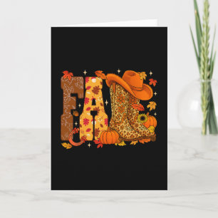 Howdy Fall Western Leopard Boots Autumn Cowboy Cow Card
