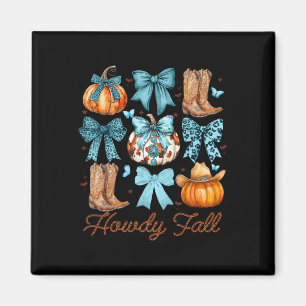 Howdy Fall Western Pumpkin Coquette Bow Pumpkin Magnet
