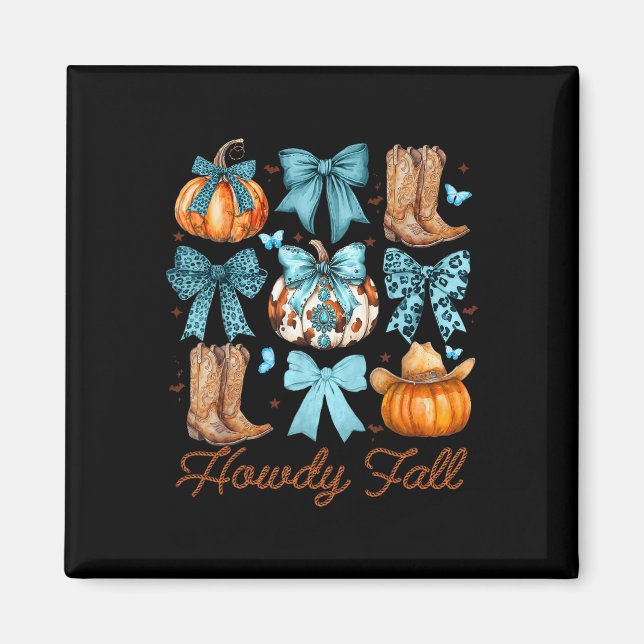 Howdy Fall Western Pumpkin Coquette Bow Pumpkin  Magnet (Front)