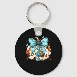 Howdy Fall Western Pumpkin Halloween Cowhide Pumpk Key Ring