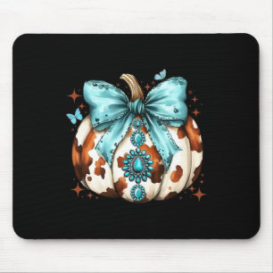 Howdy Fall Western Pumpkin Halloween Cowhide Pumpk Mouse Pad