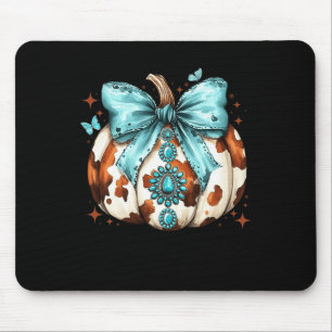 Howdy Fall Western Pumpkin Halloween Cowhide Pumpk Mouse Pad