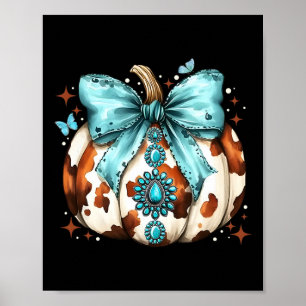 Howdy Fall Western Pumpkin Halloween Cowhide Pumpk Poster