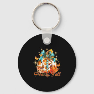 Howdy Fall Western Pumpkin Season Autumn Leaves Th Key Ring