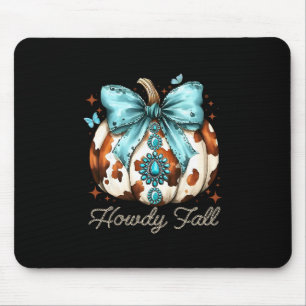Howdy Fall Western Pumpkin Season Autumn Leaves Th Mouse Pad