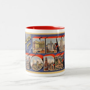 Howdy from New York! Vintage Large Letter Two-Tone Coffee Mug