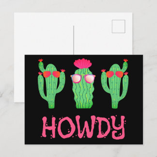 Howdy Funny Western Cactus Cartoon Characters  Postcard