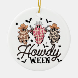 Howdy Ghost Halloween Rodeo Western Howdy Cowboy Ceramic Ornament