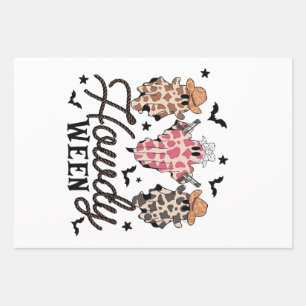 Howdy Ghost Halloween Rodeo Western Howdy Cowboy  Wrapping Paper Sheet