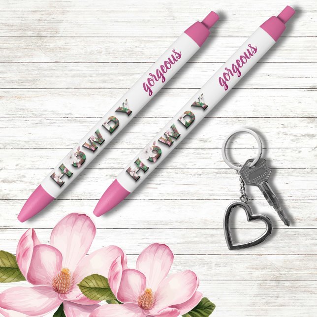 Howdy Gorgeous Rustic Chic Floral Black Ink Pen (Creator Uploaded)