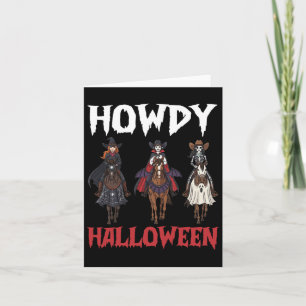 Howdy Halloween Cowgirls Riding Haunted Night Hors Card