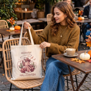 Howdy Halloween Desert Ghost Lasso Tote Bag