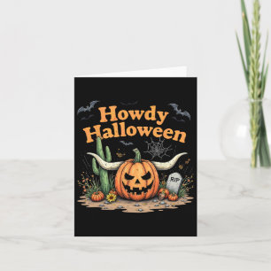 Howdy Halloween Pumpkin Skull Desert Western Scene Card