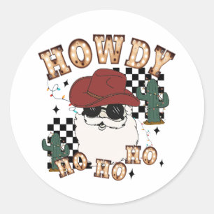 Howdy Ho Ho Santa Classic Round Sticker