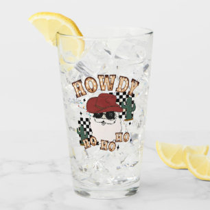 Howdy Ho Ho Santa Glass