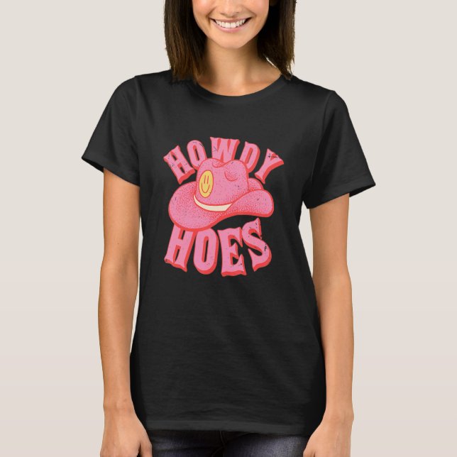 HOWDY HOES Preppy Aesthetic Creamy Pink Background T-Shirt (Front)