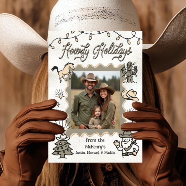 Howdy Holiday Photo Western Hand Drawn lasso Frame (Creator Uploaded)