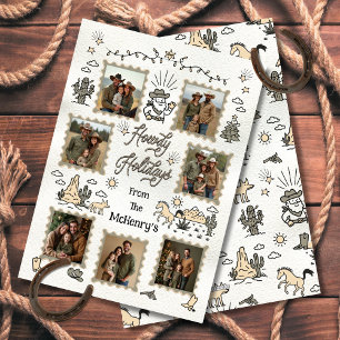 Howdy Holiday Photo Western Hand Drawn lasso Frame Card