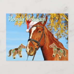 Howdy Holidays - Customisable Horse Christmas Postcard