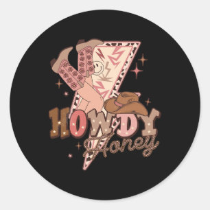 Howdy Honey Western Valentine Country Retro Groovy Classic Round Sticker