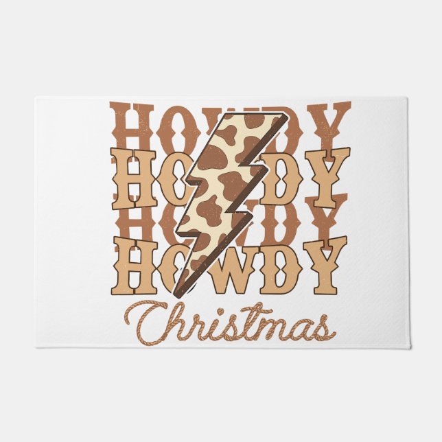Howdy Howdy Howdy Christmas, Cowboy hat Doormat (Front)