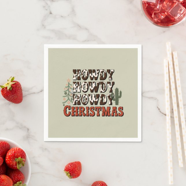 Howdy Howdy Howdy Christmas Family Xmas Party Gift Napkin (Insitu)