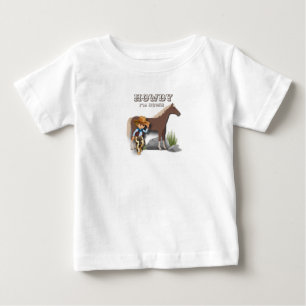 Howdy howies first birthday animal print boys baby T-Shirt