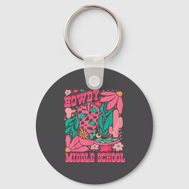 Howdy Middle School Western Girl Country Rodeo Nk  Key Ring (Front)