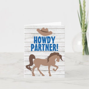 Howdy Partner Brown Horse and Cowboy Hat Western Note Card