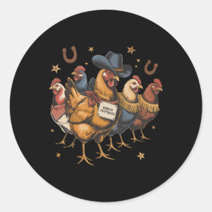 Howdy Partners Chicken Western Cowboy Rodeo Farm A Classic Round Sticker