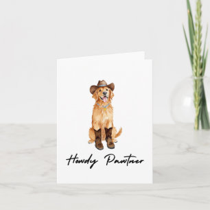 Howdy Pawtner Golden Retriever Watercolor Card