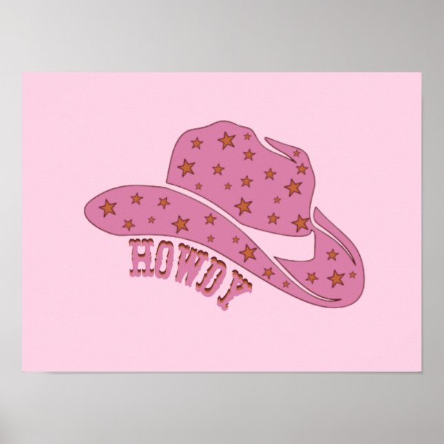 Howdy Pink Cowgirl Hat Poster (Front)
