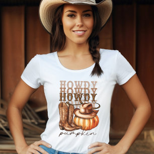 Howdy Pumpkin Cowgirl Western T-Shirt