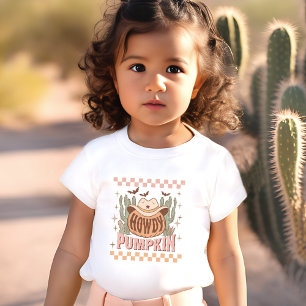 Howdy Pumpkin Halloween Retro Western Pink Toddler T-Shirt
