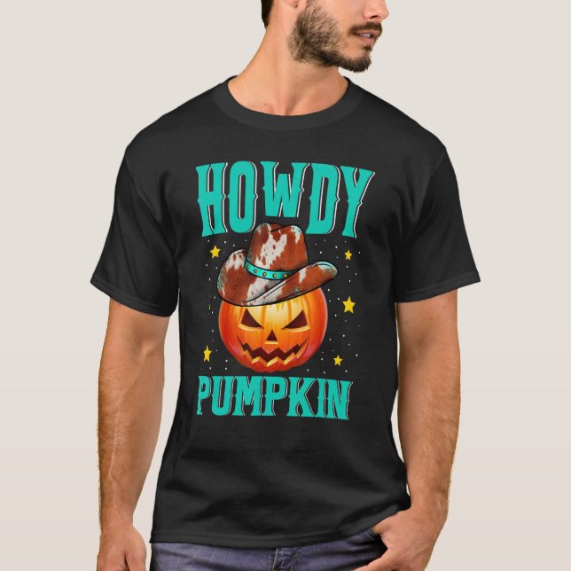 Howdy Pumpkin Rodeo Western Country Fall Southern  T-Shirt (Front)