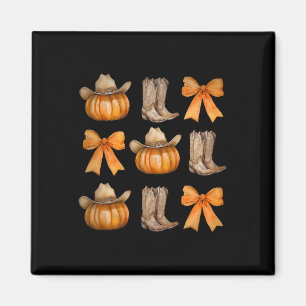Howdy Pumpkin Western Fall Coquette Bow Thanksgivi Magnet