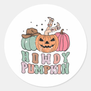 Howdy Pumpkin Western Fall Rodeo Halloween  Classic Round Sticker