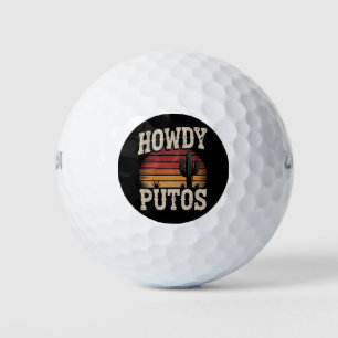 Howdy Putos Funny Cactus Retro Vintage Golf Balls