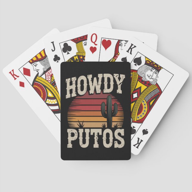 Howdy Putos Funny Cactus Retro Vintage Playing Cards (Back)
