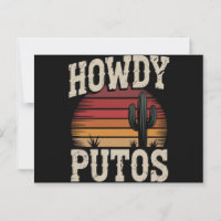 Howdy Putos Funny Cactus Retro Vintage