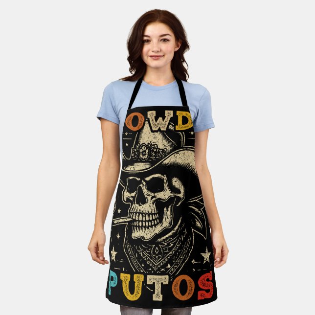 Howdy Putos Funny Skull Retro Vintage Apron (Worn)