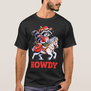 Howdy Racoon Cowboy Christmas Holiday Animal T-Shirt