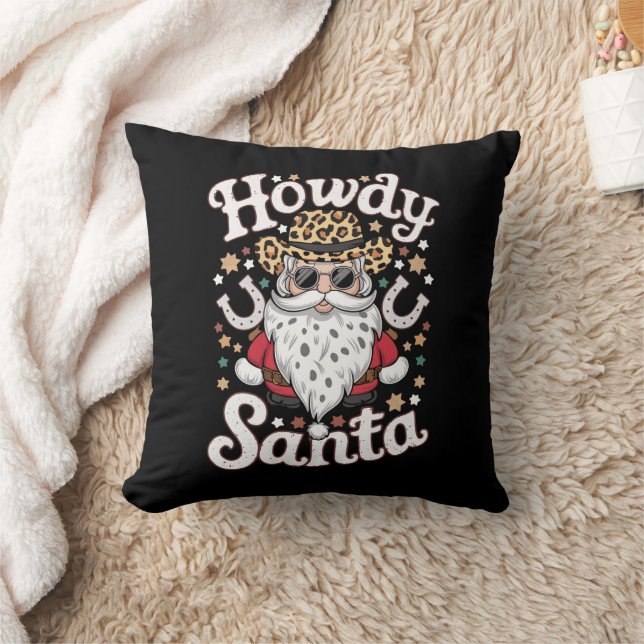 Howdy Santa Western Cowboy Rodeo Christmas Gift Cushion (Blanket)
