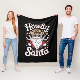 Howdy Santa Western Cowboy Rodeo Christmas Gift Fleece Blanket