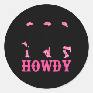 Howdy Skeleton Dancing Western Cowgirl Halloween P Classic Round Sticker