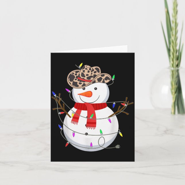 Howdy Snowman Funny Cowboy Hat Western Christmas 2 Card (Front)