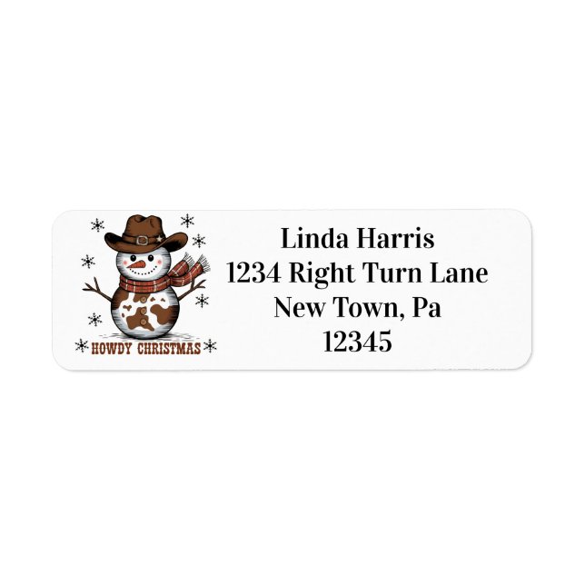 Howdy Snowman  Return Address Label (Front)