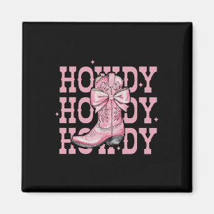 Howdy Southern Western Girl Country Rodeo Pink Cow Magnet