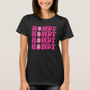 Howdy Southern Western Girl Country Rodeo Pink Cow T-Shirt