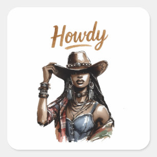 Howdy Square Sticker